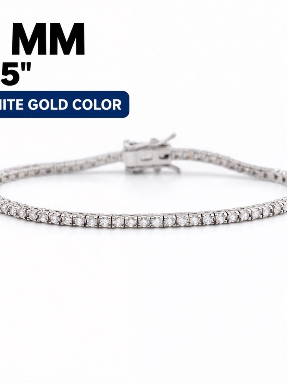 LEKANI 2mm Moissanite Tennis Bracelet S925 Silver 8.5 in